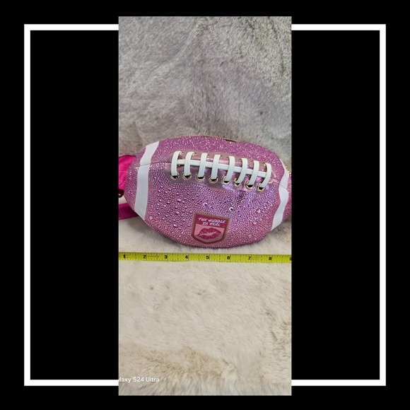 Betsey‎ Johnson Pink Rhinestone Football Crossbody Bag NWT Rare Limited - Picture 7 of 11
